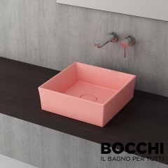 BOCCHI Vessel Kare Tezgah Üstü Lavabo 38 cm, Mat Somon