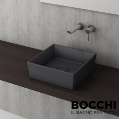 BOCCHI Vessel Kare Tezgah Üstü Lavabo 38 cm, Mat Antrasit
