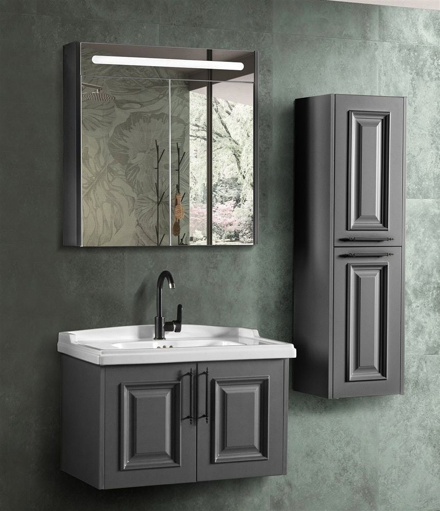 Bagnora Fora 80 cm Antrasit Banyo Dolabı