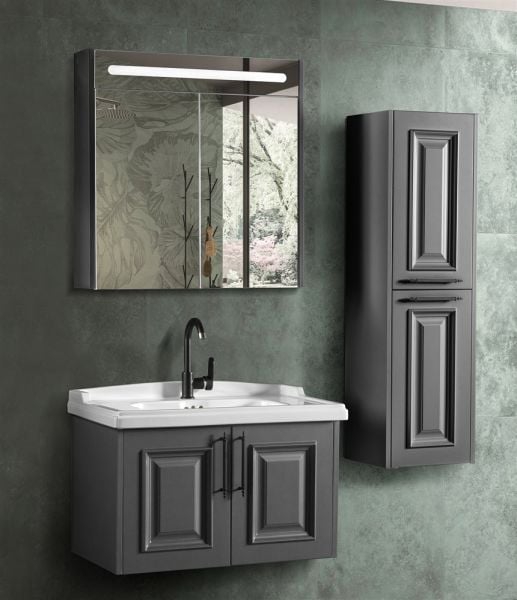 Bagnora Fora 80 cm Antrasit Banyo Dolabı