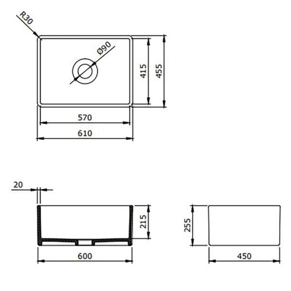 BOCCHİ Lavello Mutfak Eviyesi 60 cm Mat Kaşmir