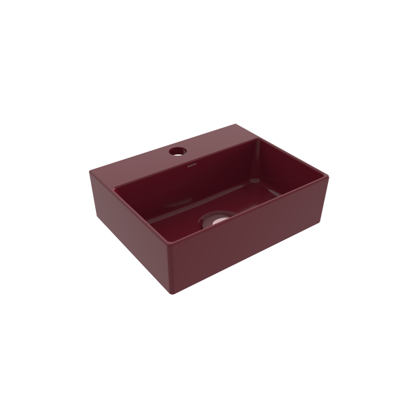 BOCCHI Slim Line Dikdörtgen Tezgah Üstü Lavabo 30 cm, Parlak Burgonya Bordosu