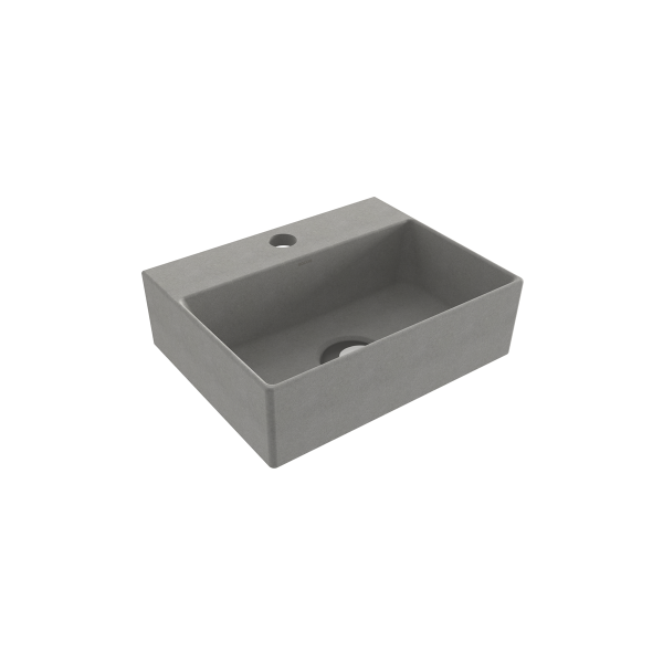 BOCCHI Slim Line Dikdörtgen Tezgah Üstü Lavabo 30 cm, Mat Beton