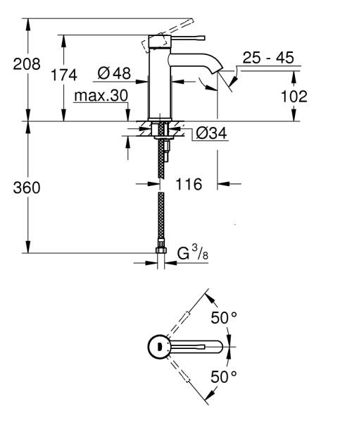 Grohe Essence S Lavabo Bataryası Siyah