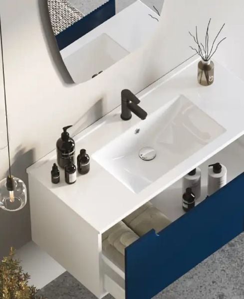 Fym Loft 100 cm Banyo Dolabı Gece Mavisi-Beyaz