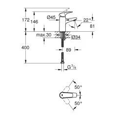 Grohe Bauflow Tek Kumandalı Lavabo Bataryası S-Boyut