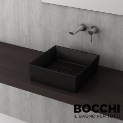 BOCCHI Vessel Kare Tezgah Üstü Lavabo 38 cm, Mat Siyah