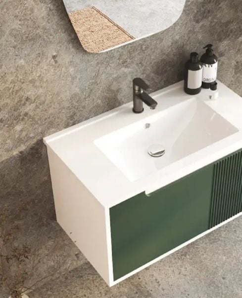 Fym Loft 80 cm Banyo Dolabı Orman Yeşili-Beyaz