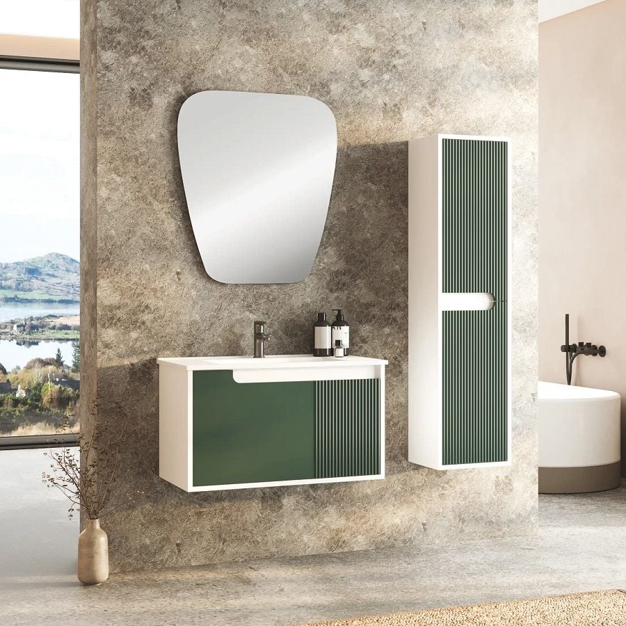 Fym Loft 80 cm Banyo Dolabı Orman Yeşili-Beyaz