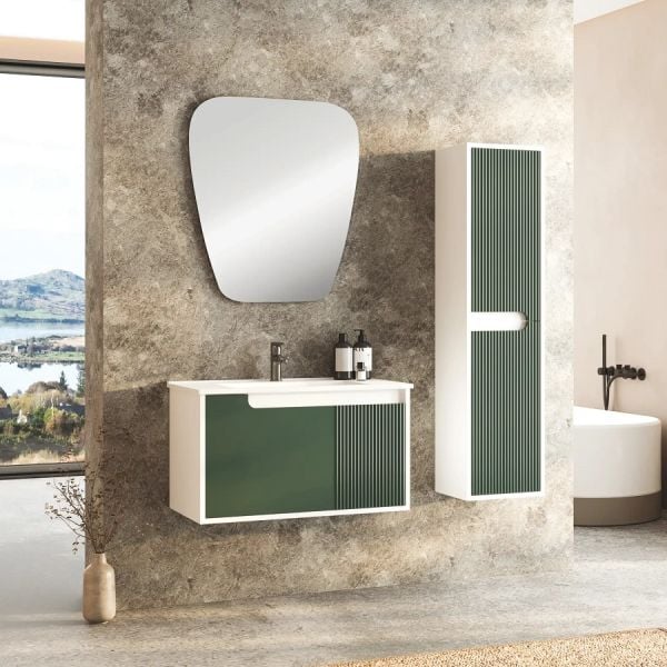 Fym Loft 80 cm Banyo Dolabı Orman Yeşili-Beyaz