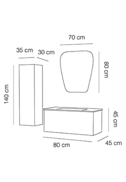 Fym Loft 80 cm Banyo Dolabı Orman Yeşili-Beyaz