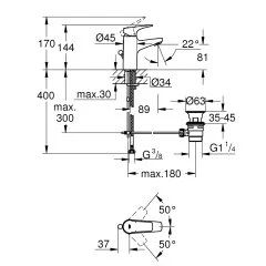 Grohe Bauflow Tek Kumandalı Lavabo Bataryası Küçük Boyut