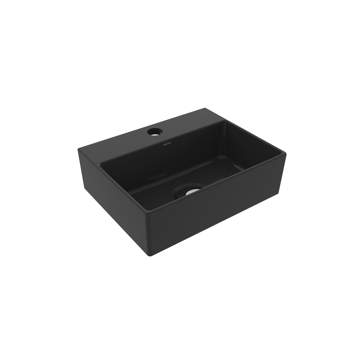 BOCCHI Slim Line Dikdörtgen Tezgah Üstü Lavabo 30 cm, Parlak Siyah