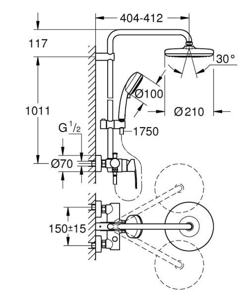 Grohe Tempesta 210 Cosmopolitan Duvara Monte Duş Sistemi