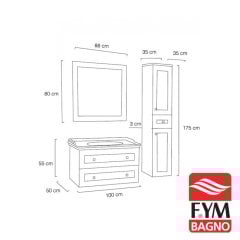 Fym Enzo 100 Cm Banyo Dolabı