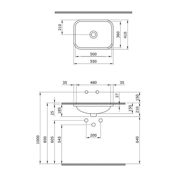 BOCCHİ Scala Tezgahaltı Lavabo 55 cm Parlak Beyaz