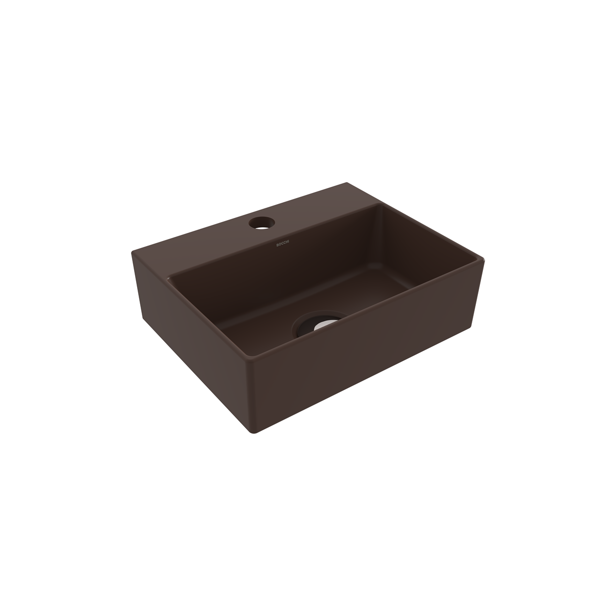 BOCCHI Slim Line Dikdörtgen Tezgah Üstü Lavabo 30 cm, Mat Kahve