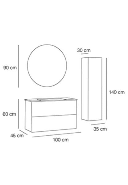 Fym Stella 100 cm Banyo Dolabı Sandy Yeşil
