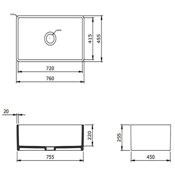 BOCCHİ Lavello Mutfak Eviyesi 76 cm Mat Kahve