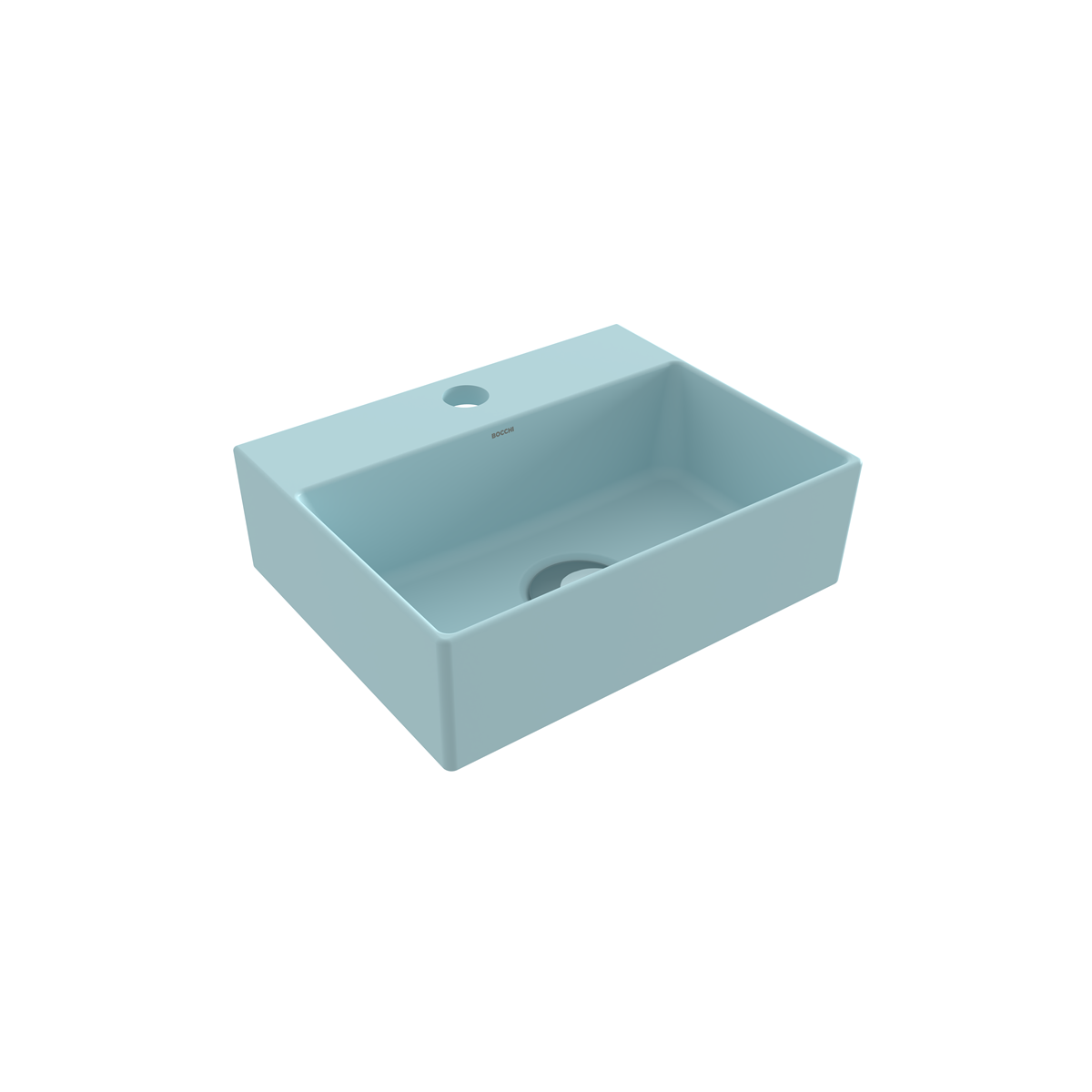 BOCCHI Slim Line Dikdörtgen Tezgah Üstü Lavabo 30 cm, Mat Buz Mavisi