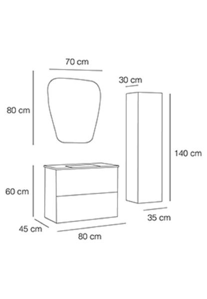 Fym Stella 80 cm Banyo Dolabı Sandy Gri