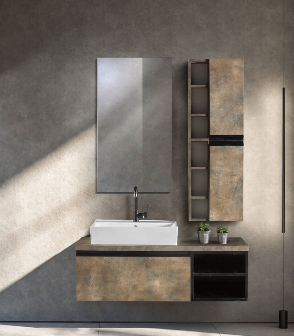 Bagnora Retro Bronz 120 cm Mdf Banyo Dolabı