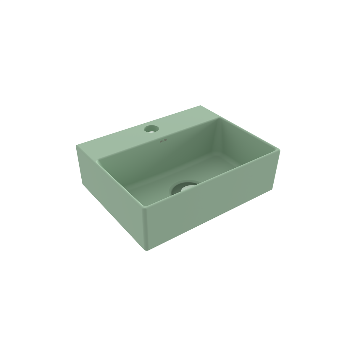 BOCCHI Slim Line Dikdörtgen Tezgah Üstü Lavabo 30 cm, Mat Mint Yeşil