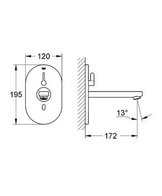 Grohe Eurosmart Cosmopolitan Ankastre Fotoselli Lavabo Bataryası (Çift Su Girişli)