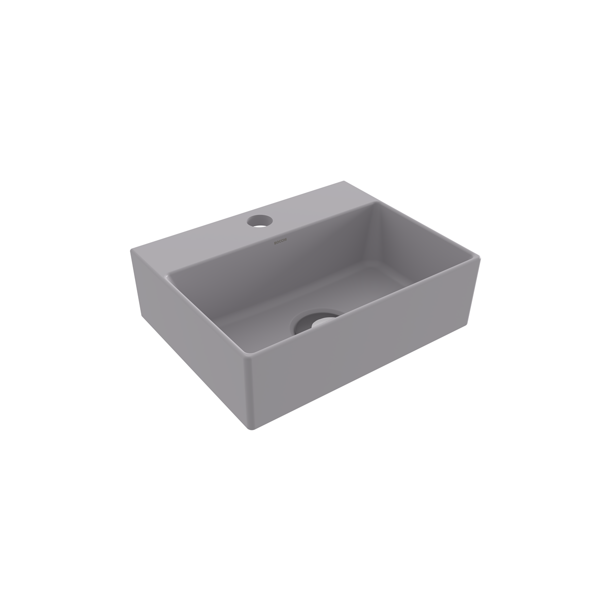 BOCCHI Slim Line Dikdörtgen Tezgah Üstü Lavabo 30 cm, Mat Gri