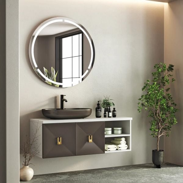 Fym Melisa 120 cm Banyo Dolabı Kahverengi-Sahra