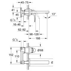 Grohe Baucurve İki Delikli Lavabo Bataryası