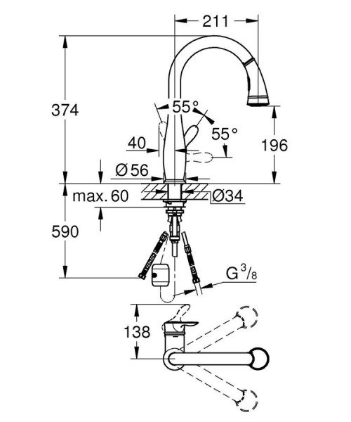 Grohe Parkfield Spiralli Eviye Bataryası