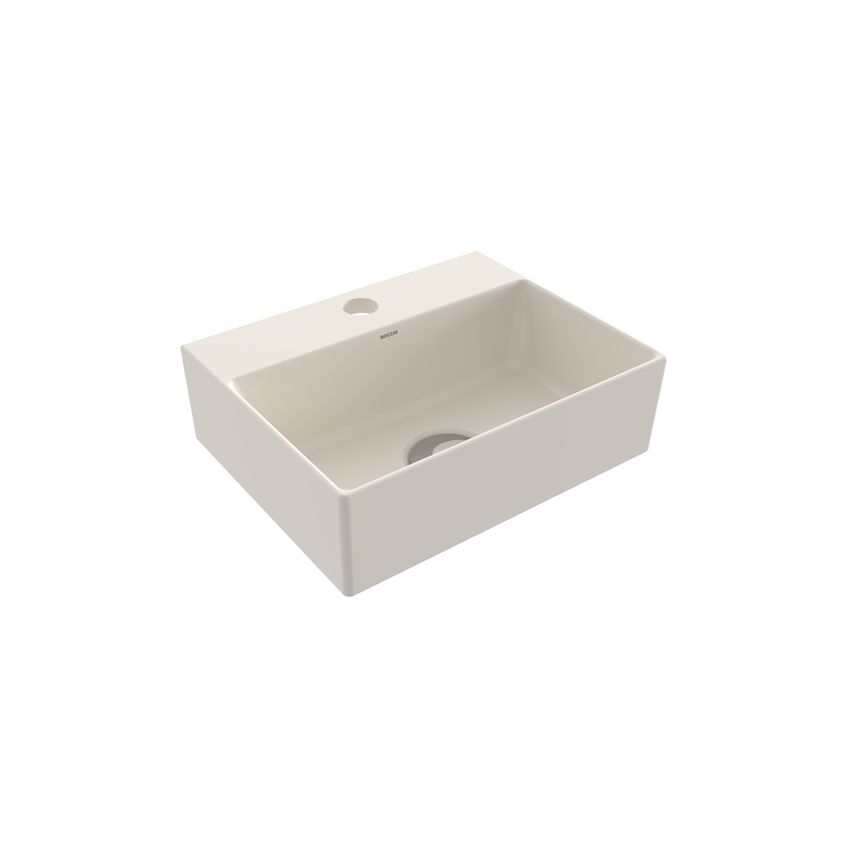 BOCCHI Slim Line Dikdörtgen Tezgah Üstü Lavabo 30 cm, Parlak Bisküvi