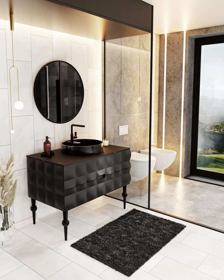 Karen Onyx 100 cm Siyah Banyo Dolabı