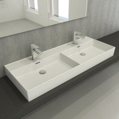 BOCCHI Milano Çift Gözlü Lavabo 120 cm Mat Beyaz