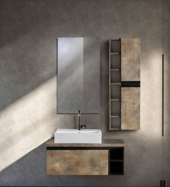 Bagnora Retro Bronz 100 cm Mdf Banyo Dolabı