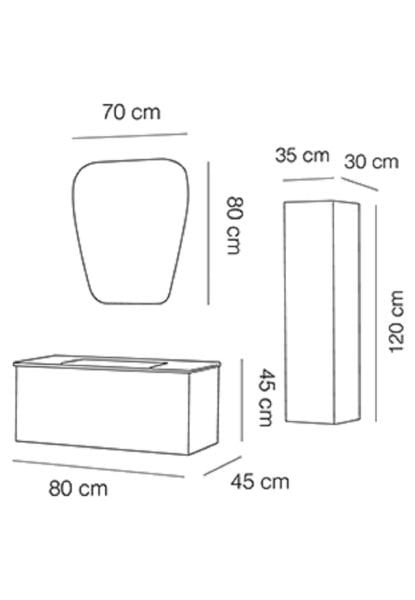 Fym Terra 80 cm Banyo Dolabı Veli Meşe-Yeşil