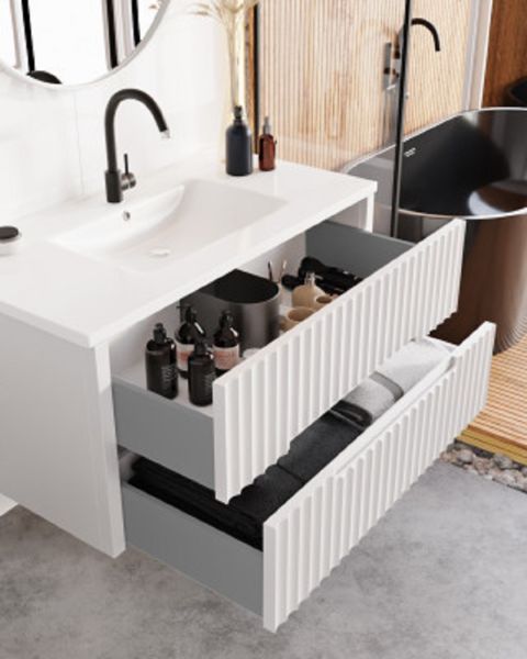 Karen Firuze 80 cm Beyaz Banyo Dolabı