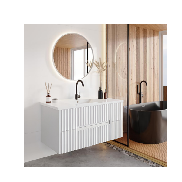 Karen Firuze 100 cm Beyaz Banyo Dolabı