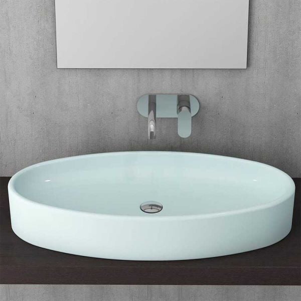 BOCCHI Vessel Elips Çanak Lavabo, 85 cm, Mat Buz Mavisi