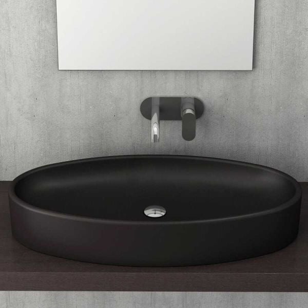 BOCCHI Vessel Elips Çanak Lavabo, 85 cm, Mat Siyah