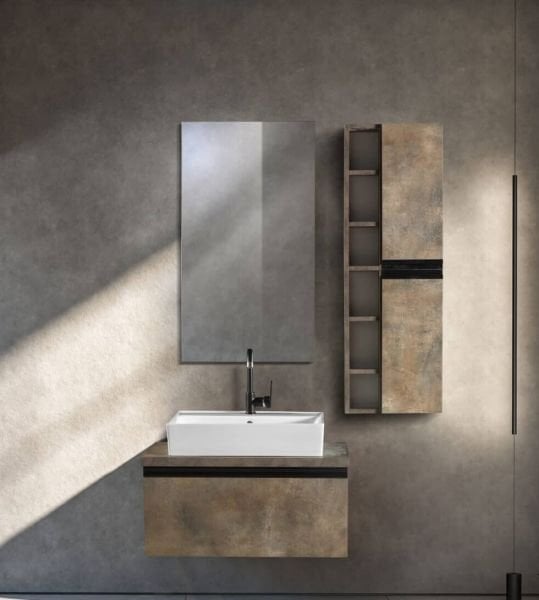 Bagnora Retro Bronz 85 cm Mdf Banyo Dolabı
