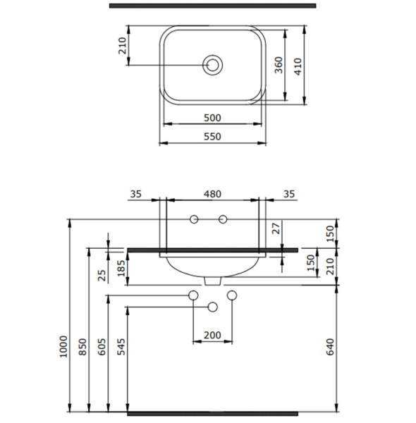 BOCCHİ Scala Tezgahaltı Lavabo 55 cm Mat Siyah