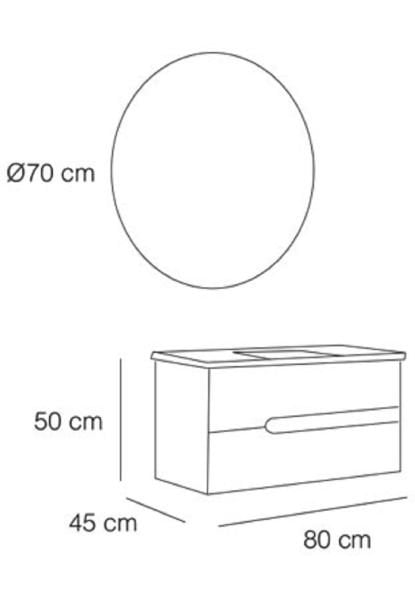 Fym Bodrum 80 cm Banyo Dolabı Kül Gri