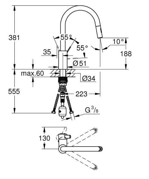 Grohe Eurocosmo Spiralli Eviye Bataryası