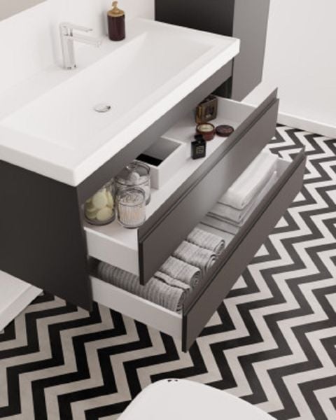 Karen Lara 80 cm Antrasit Banyo Dolabı
