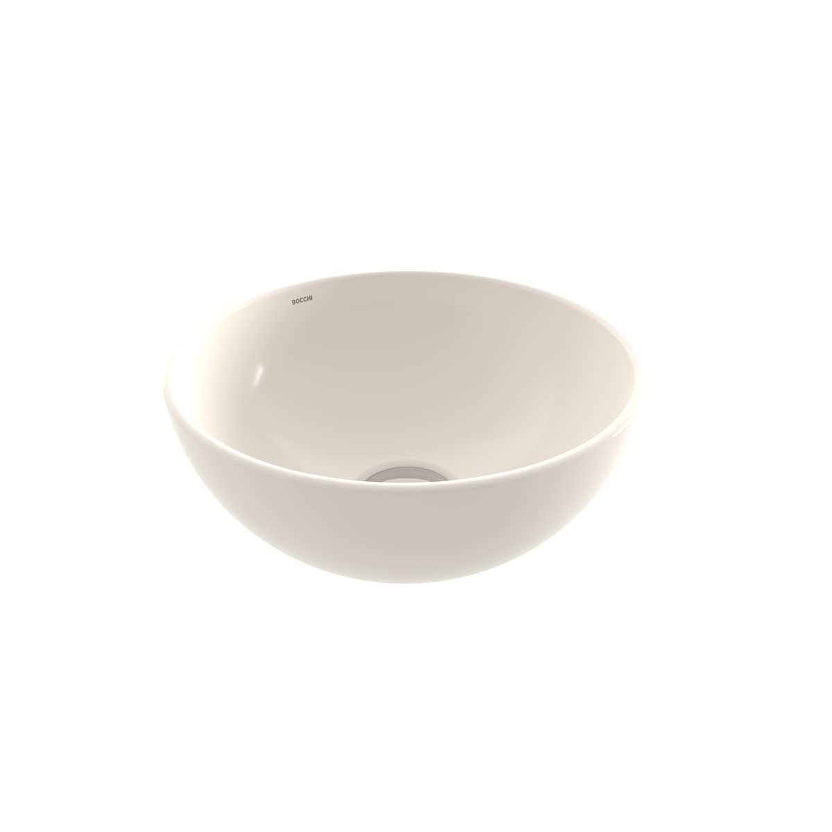 BOCCHI Sottile Slim Line Yuvarlak Mini Lavabo 26 cm, Parlak Bisküvi