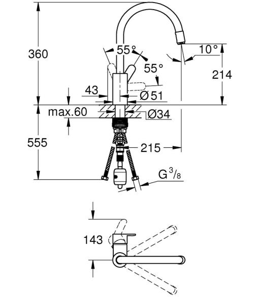 Grohe Eurostyle  Spiralli Eviye Bataryası