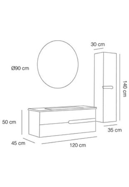Fym Bodrum 120 cm Banyo Dolabı Beyaz