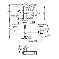 Grohe Allure Brilliant Tek Kumandalı Lavabo Bataryası 1/2 L-Boyut Krom